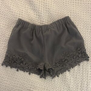 Zara Gray Lace Trim Women Shorts